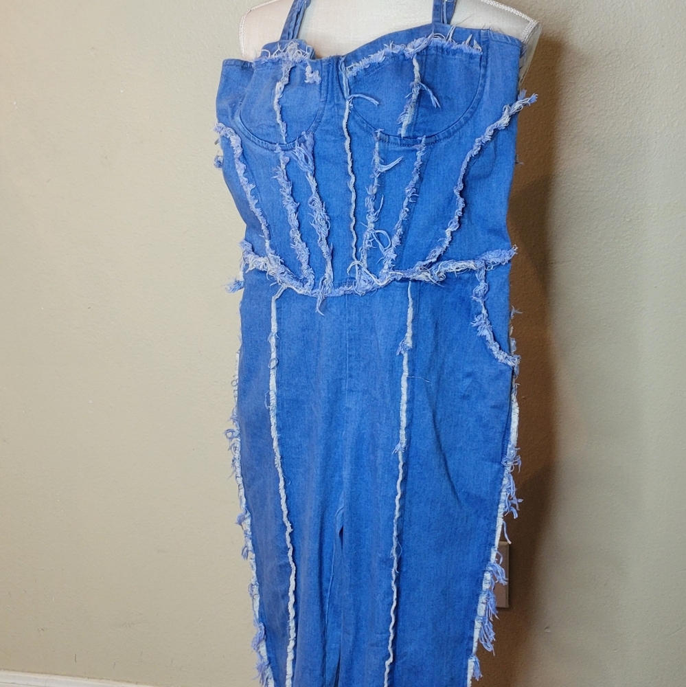 Denim Jumpsuit, worn once, Fashion Nova, Size L